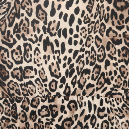 Papaya Womens Brown Animal Print Polyester Wrap Blouse Size 18 V-Neck