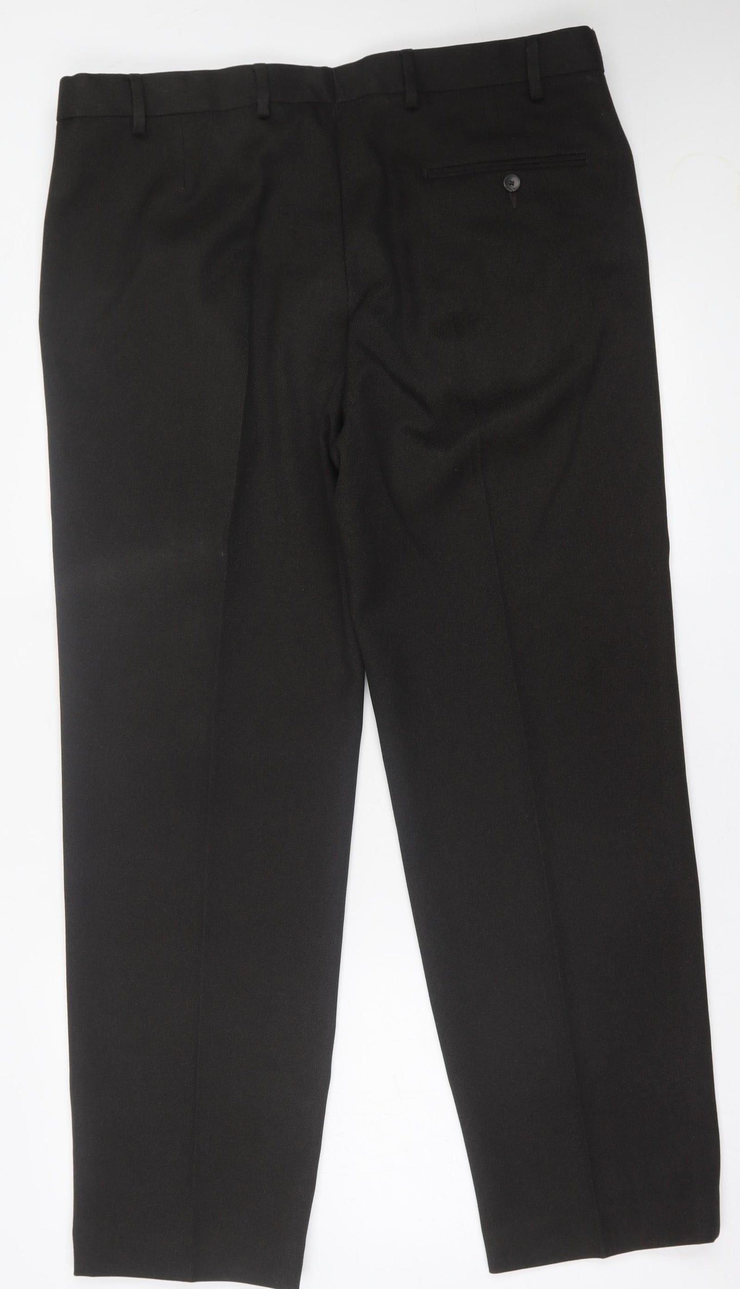 Marks and Spencer Mens Brown  Polyester Trousers  Size 38 in L31 in Regular Button