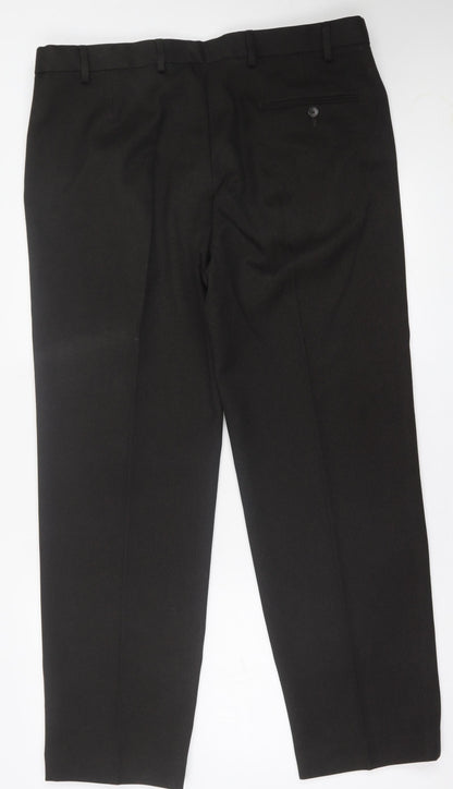 Marks and Spencer Mens Brown  Polyester Trousers  Size 38 in L31 in Regular Button