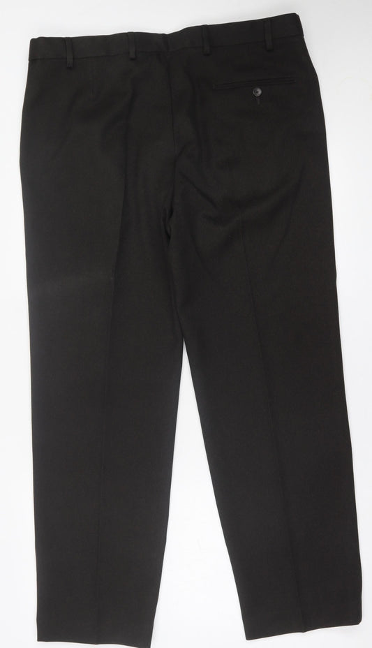Marks and Spencer Mens Brown  Polyester Trousers  Size 38 in L31 in Regular Button