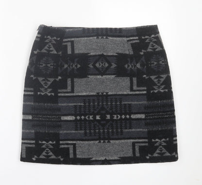 Jasmine & Juliana Womens Grey Geometric Acrylic A-Line Skirt Size 12   Zip