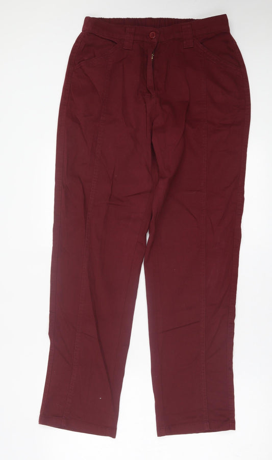 Being Casual Womens Red  Cotton Trousers  Size 12 L30 in Regular Button