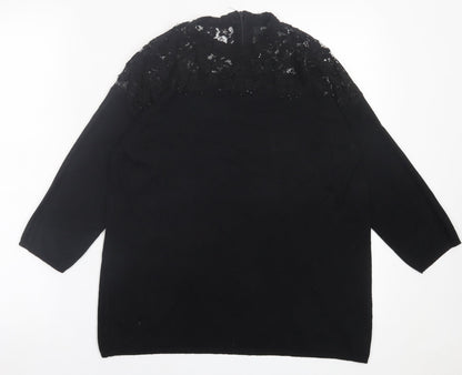 Papaya Womens Black Crew Neck  Viscose Pullover Jumper Size 12