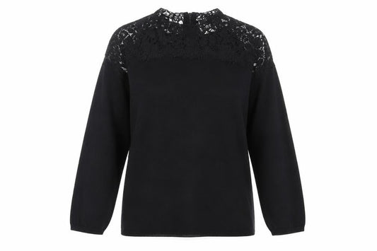Papaya Womens Black Crew Neck  Viscose Pullover Jumper Size 12