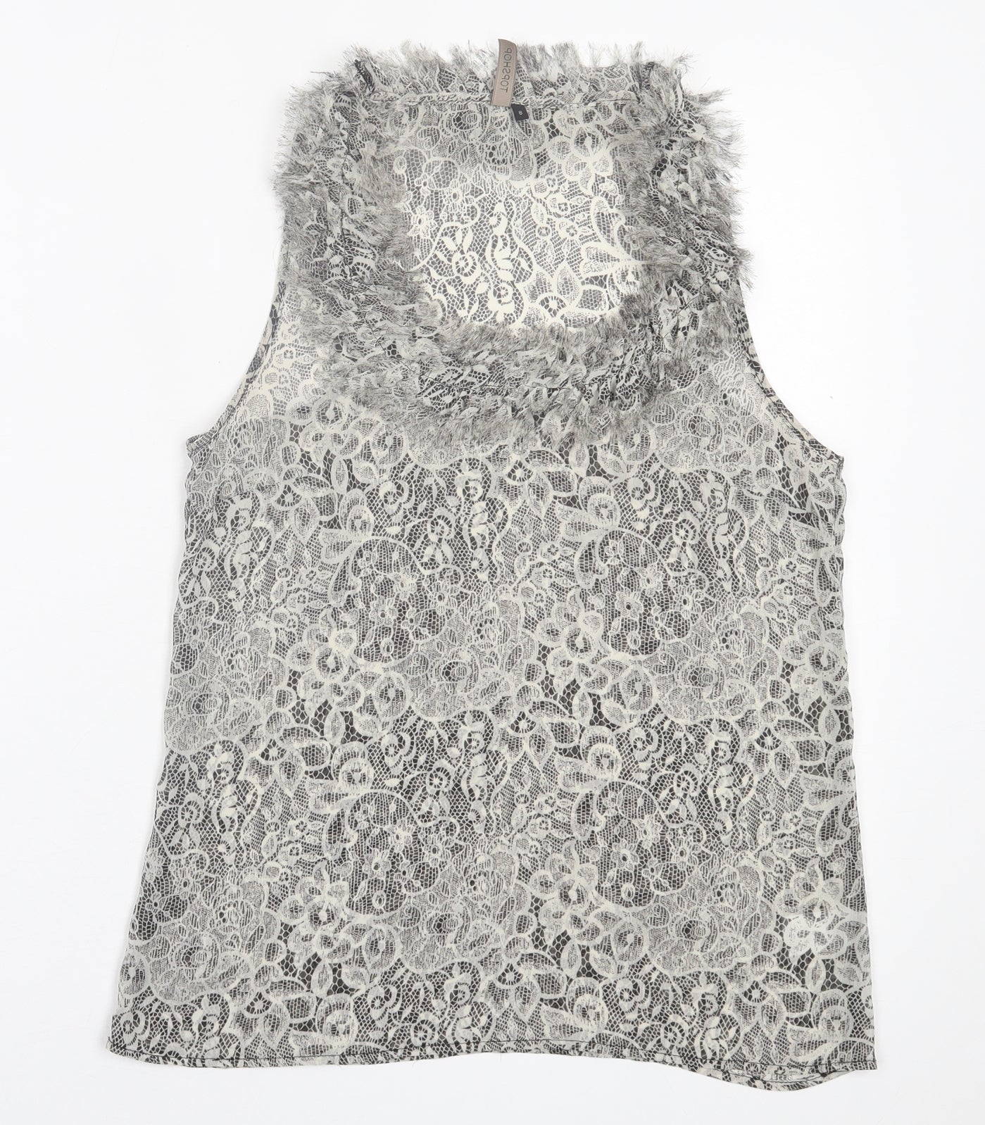 Womens UK Size 8 Topshop Grey Basic Tank