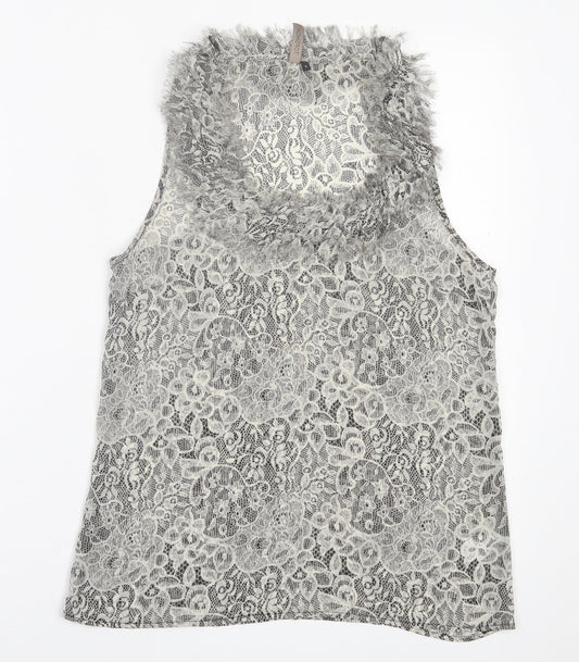 Womens UK Size 8 Topshop Grey Basic Tank