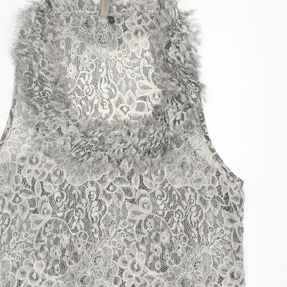 Womens UK Size 8 Topshop Grey Basic Tank