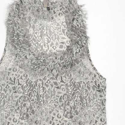 Womens UK Size 8 Topshop Grey Basic Tank