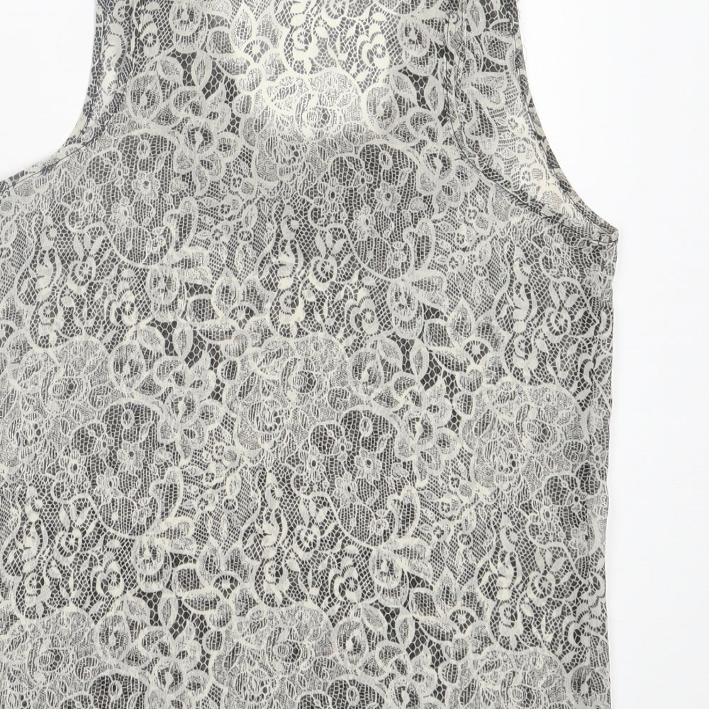 Womens UK Size 8 Topshop Grey Basic Tank