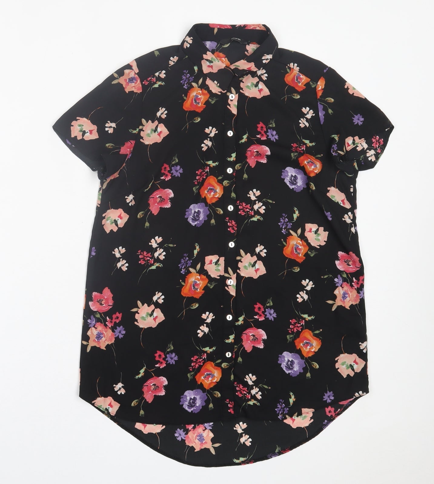 George Womens Multicoloured Floral Polyester Basic Button-Up Size 8 Collared