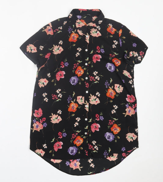 George Womens Multicoloured Floral Polyester Basic Button-Up Size 8 Collared