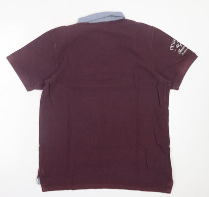 Twisted Soul Mens Purple  Cotton  Polo Size L Collared Button