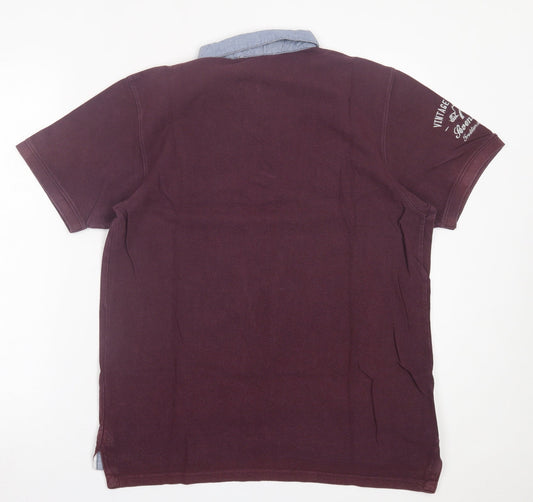 Twisted Soul Mens Purple  Cotton  Polo Size L Collared Button