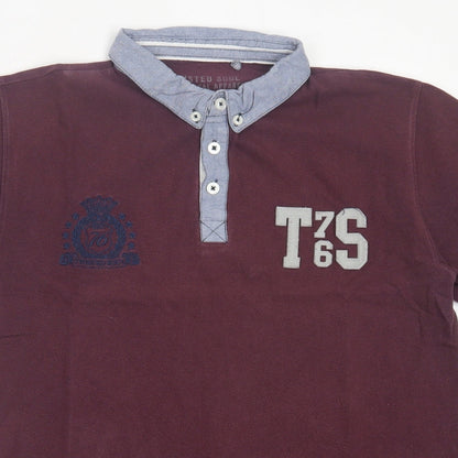 Twisted Soul Mens Purple  Cotton  Polo Size L Collared Button