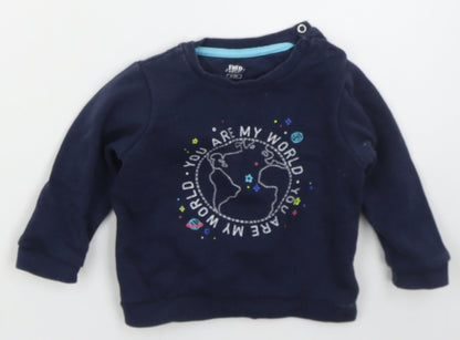 Fred & Flo Boys Blue  Cotton Basic T-Shirt Size 9-12 Months Crew Neck Pullover - You Are My World