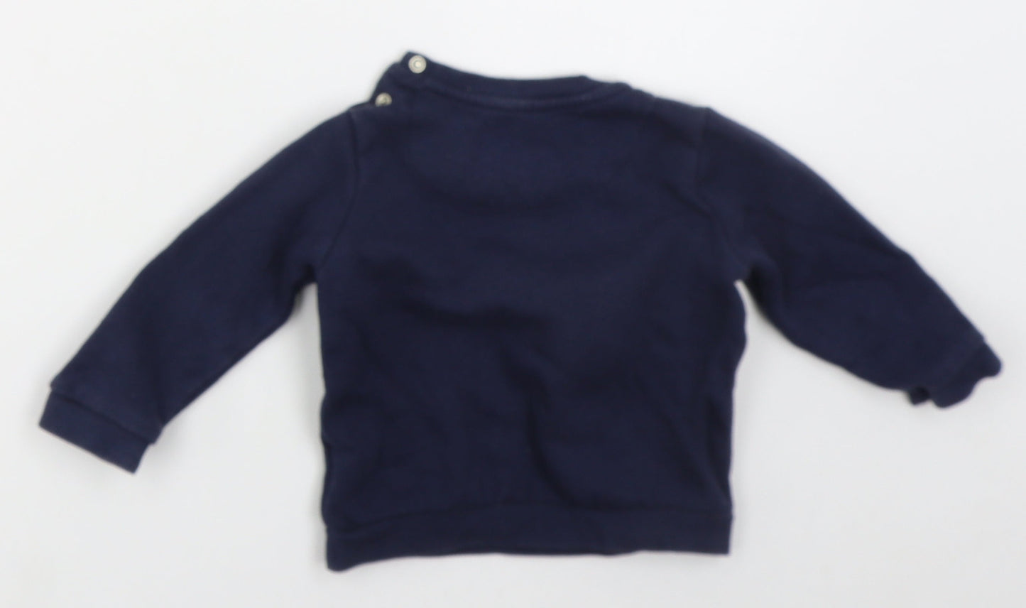 Fred & Flo Boys Blue  Cotton Basic T-Shirt Size 9-12 Months Crew Neck Pullover - You Are My World