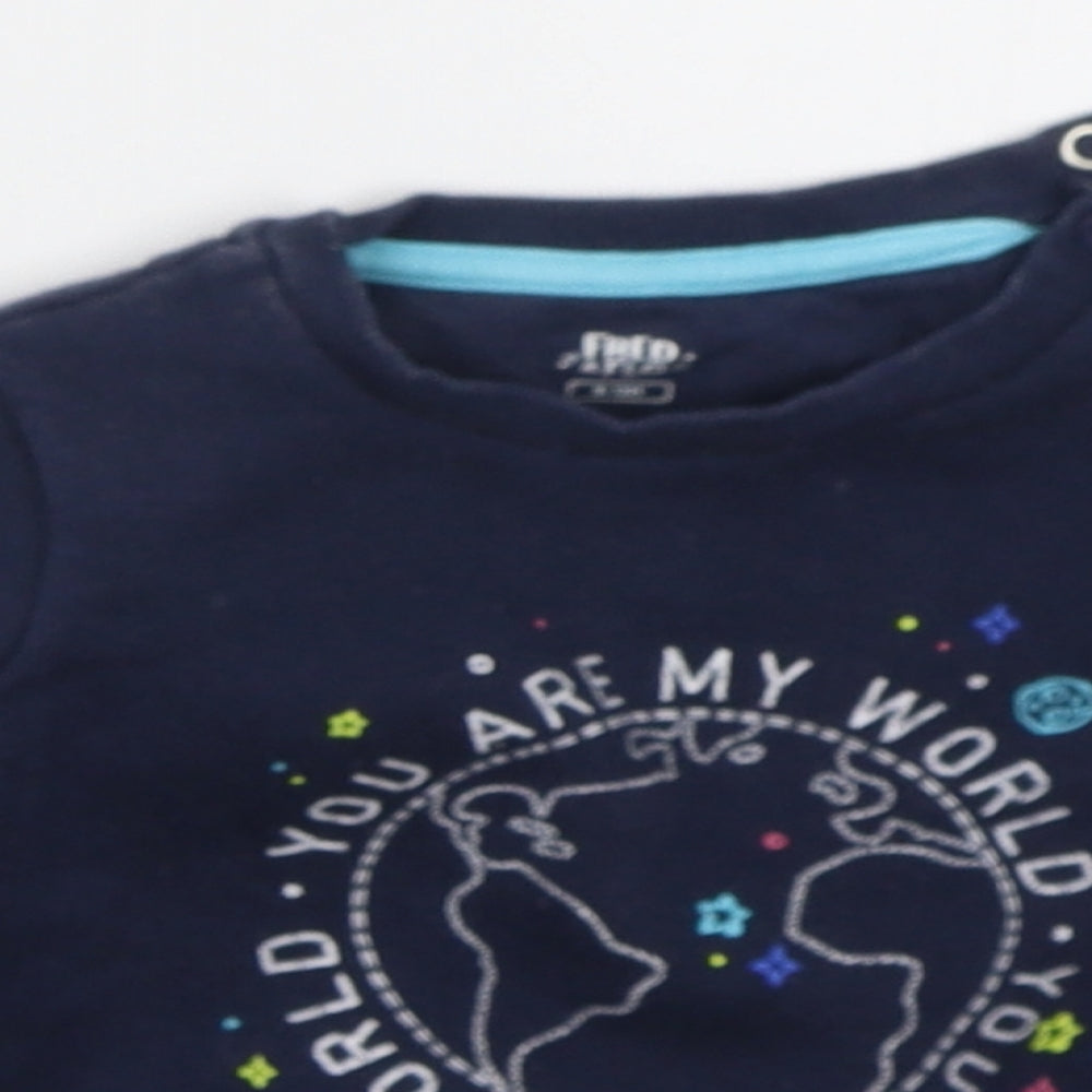 Fred & Flo Boys Blue  Cotton Basic T-Shirt Size 9-12 Months Crew Neck Pullover - You Are My World