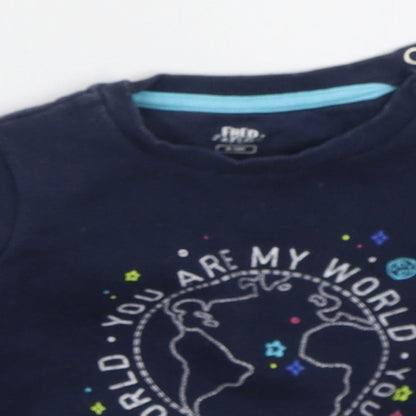 Fred & Flo Boys Blue  Cotton Basic T-Shirt Size 9-12 Months Crew Neck Pullover - You Are My World