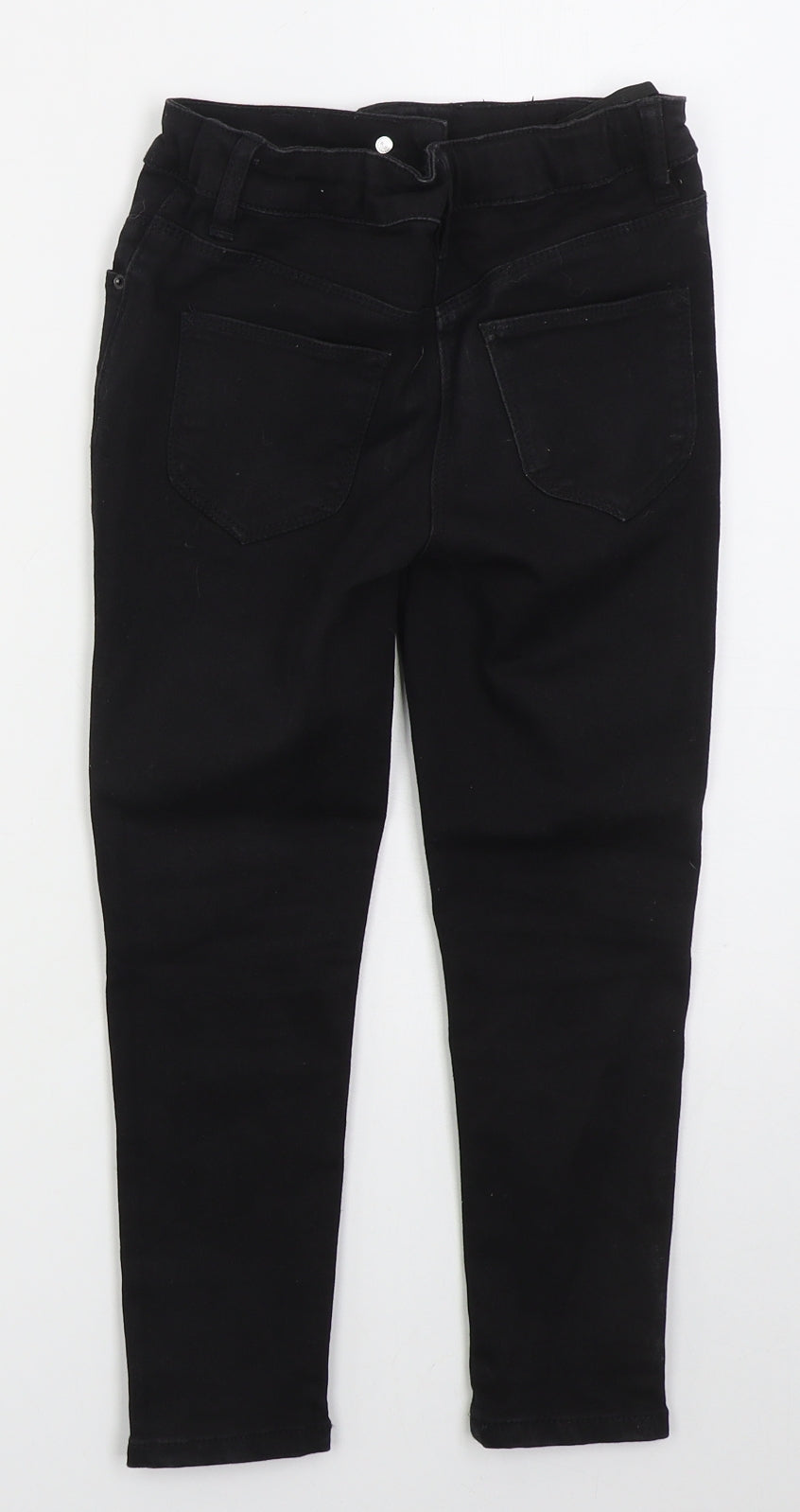 George Girls Black  Cotton Skinny Jeans Size 7 Years  Regular Button
