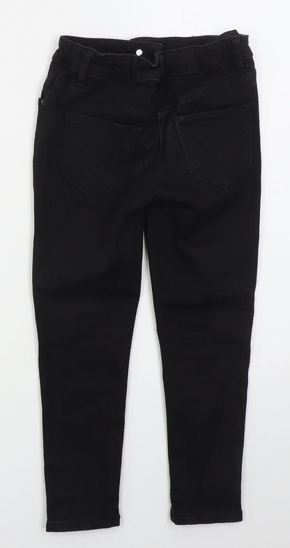 George Girls Black  Cotton Skinny Jeans Size 7 Years  Regular Button