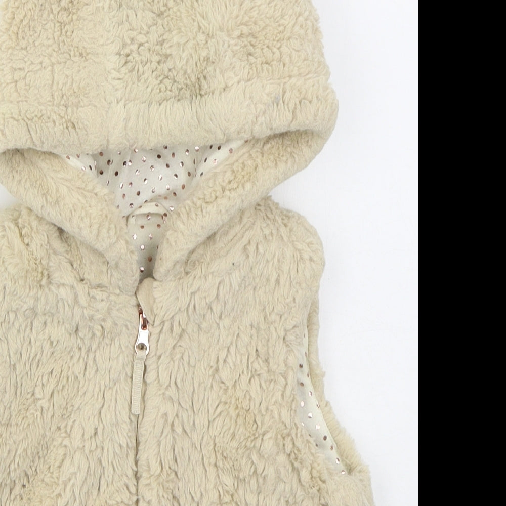 Nutmeg Girls Beige   Gilet Jacket Size 3-4 Years  Zip