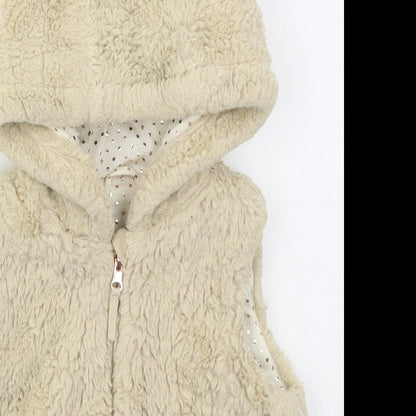 Nutmeg Girls Beige   Gilet Jacket Size 3-4 Years  Zip