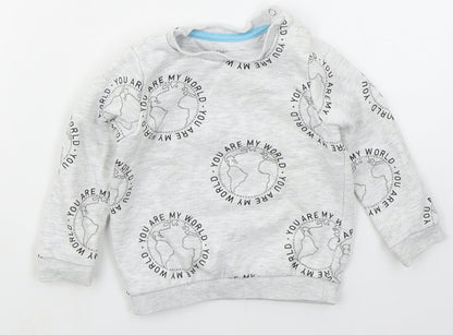 Fred & Flo Boys Grey  Cotton Basic T-Shirt Size 9-12 Months Crew Neck Pullover - You Are My World