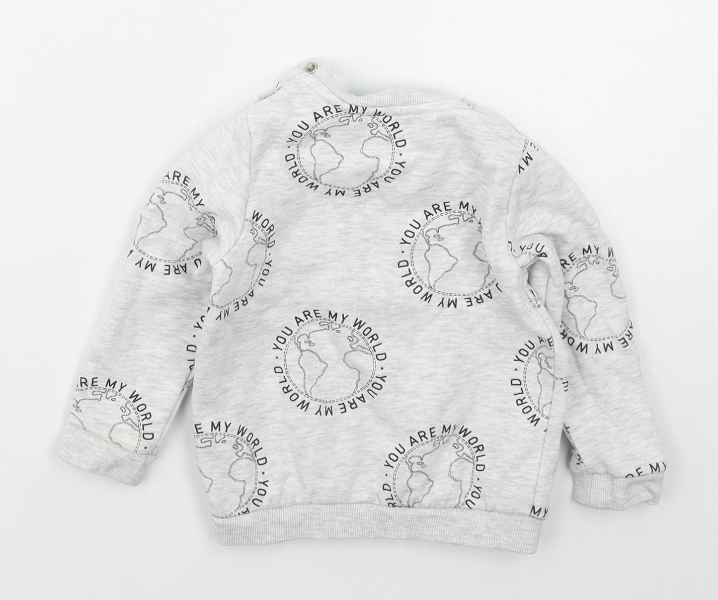 Fred & Flo Boys Grey  Cotton Basic T-Shirt Size 9-12 Months Crew Neck Pullover - You Are My World