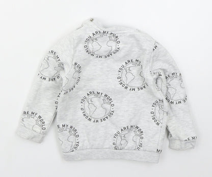 Fred & Flo Boys Grey  Cotton Basic T-Shirt Size 9-12 Months Crew Neck Pullover - You Are My World