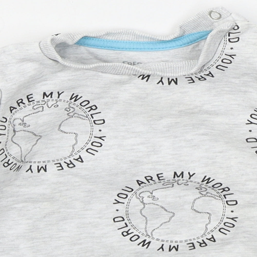 Fred & Flo Boys Grey  Cotton Basic T-Shirt Size 9-12 Months Crew Neck Pullover - You Are My World