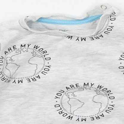 Fred & Flo Boys Grey  Cotton Basic T-Shirt Size 9-12 Months Crew Neck Pullover - You Are My World