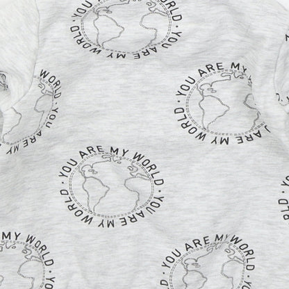 Fred & Flo Boys Grey  Cotton Basic T-Shirt Size 9-12 Months Crew Neck Pullover - You Are My World