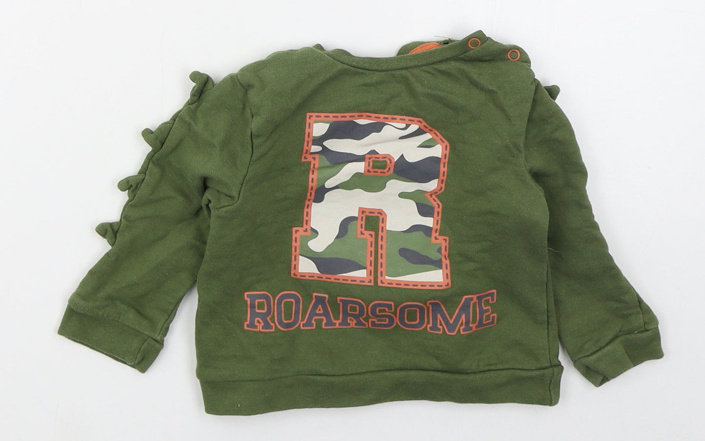Pep&co Boys Green  Cotton Basic T-Shirt Size 12-18 Months Crew Neck Pullover - Roarsome