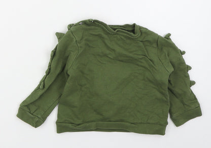 Pep&co Boys Green  Cotton Basic T-Shirt Size 12-18 Months Crew Neck Pullover - Roarsome