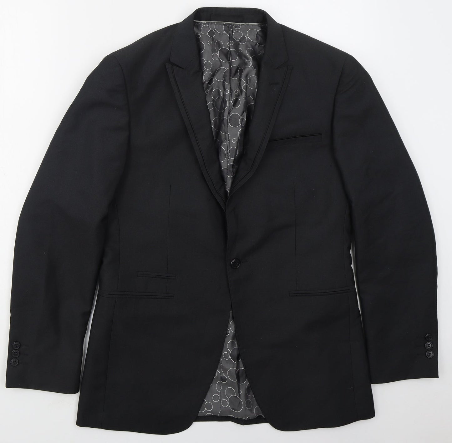 1860 Menswear Mens Grey  Polyester Jacket Suit Jacket Size 38