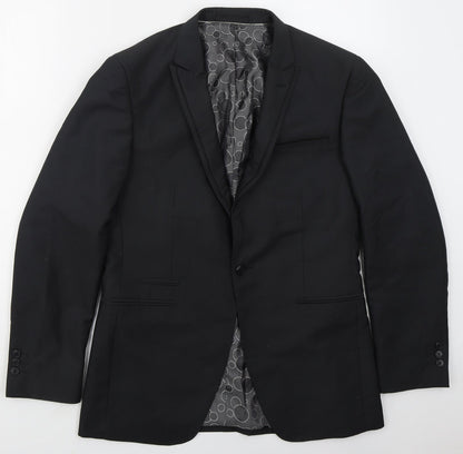 1860 Menswear Mens Grey  Polyester Jacket Suit Jacket Size 38