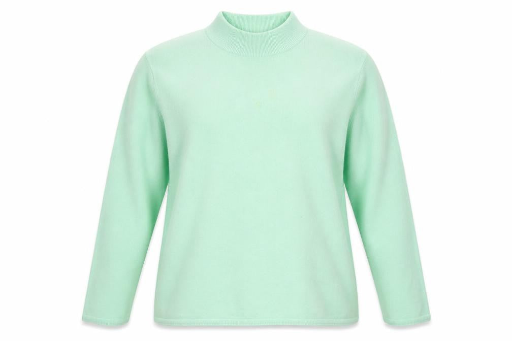 Bonmarché Womens Green Mock Neck Acrylic Pullover Jumper Size L