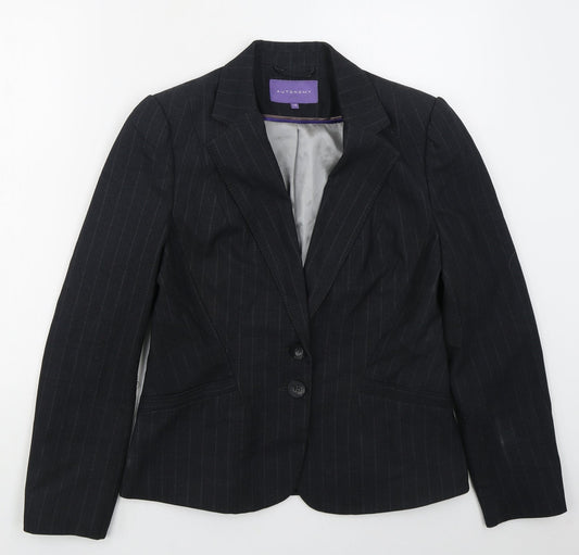 Autonomy Womens Grey Striped Polyester Jacket Suit Jacket Size 14
