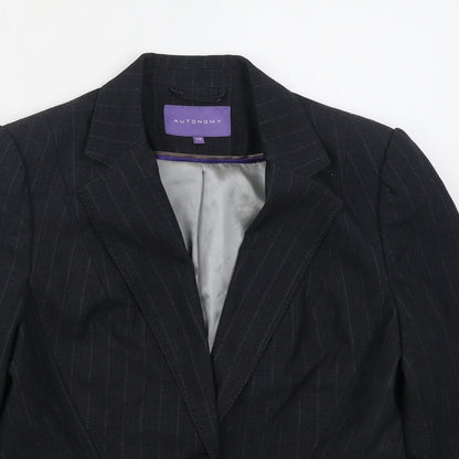 Autonomy Womens Grey Striped Polyester Jacket Suit Jacket Size 14