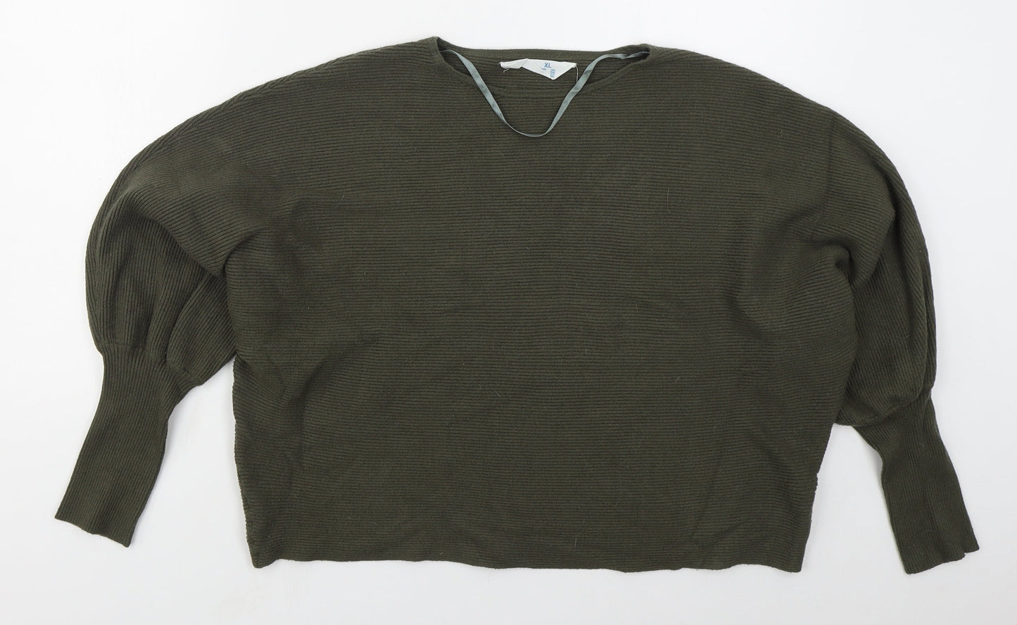Primark Womens Green Crew Neck  Viscose Pullover Jumper Size 18