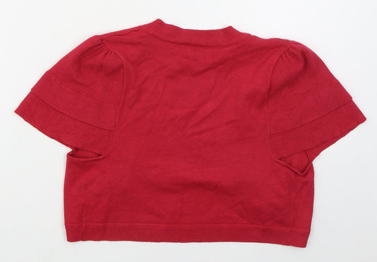 Womens UK Size 12 Papaya Pink Cardigan Jumper