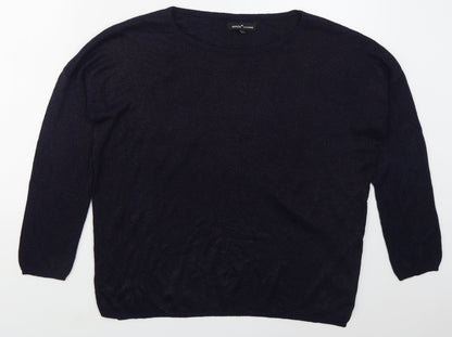Amchi Womens Blue Boat Neck  Acrylic Pullover Jumper Size L