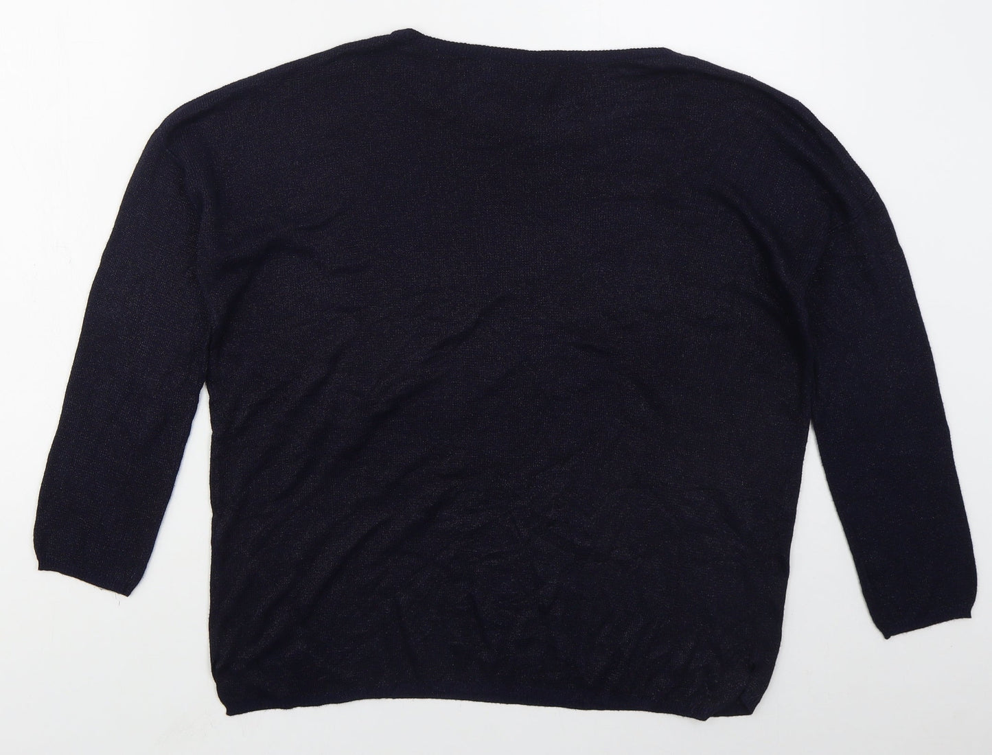Amchi Womens Blue Boat Neck  Acrylic Pullover Jumper Size L