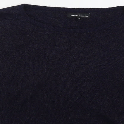 Amchi Womens Blue Boat Neck  Acrylic Pullover Jumper Size L
