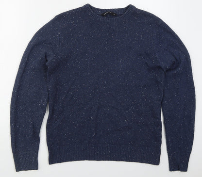 Cedar Wood State Mens Blue Crew Neck  Acetate Pullover Jumper Size S