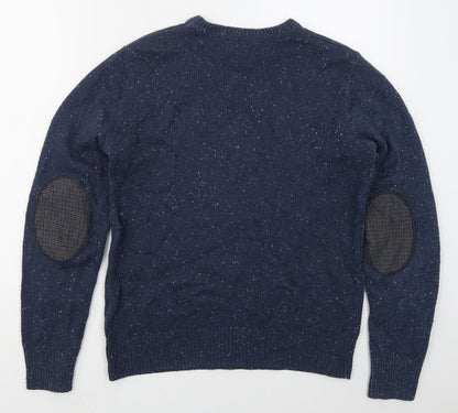 Cedar Wood State Mens Blue Crew Neck  Acetate Pullover Jumper Size S