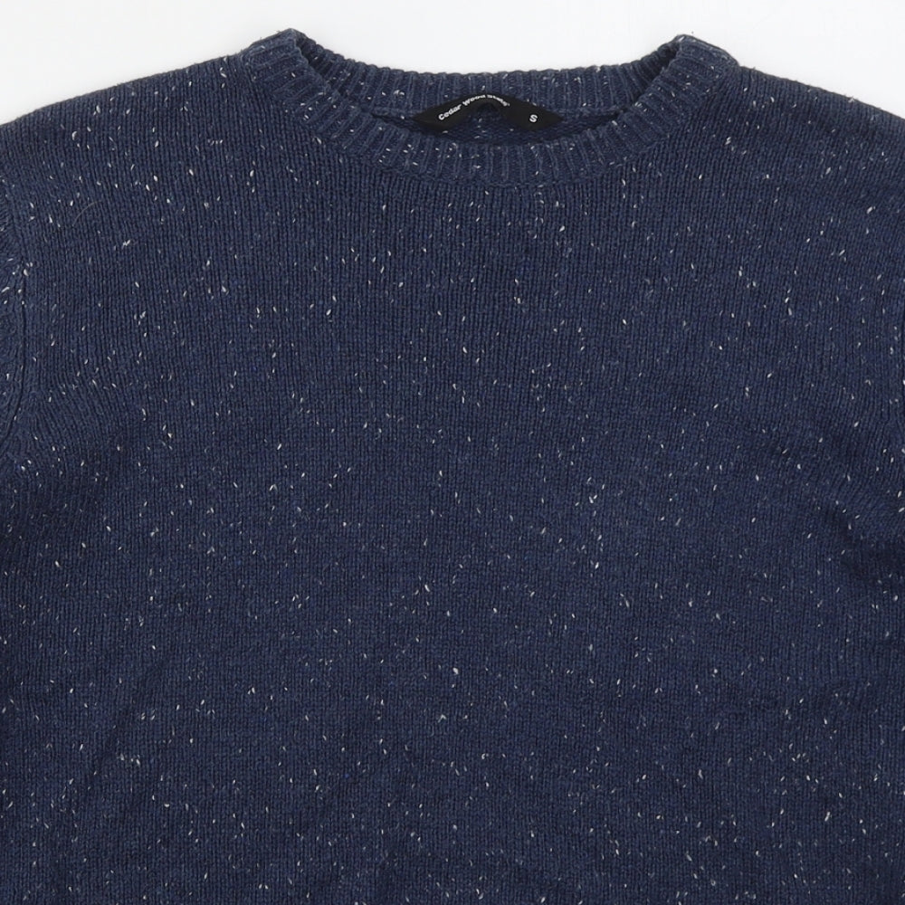 Cedar Wood State Mens Blue Crew Neck  Acetate Pullover Jumper Size S