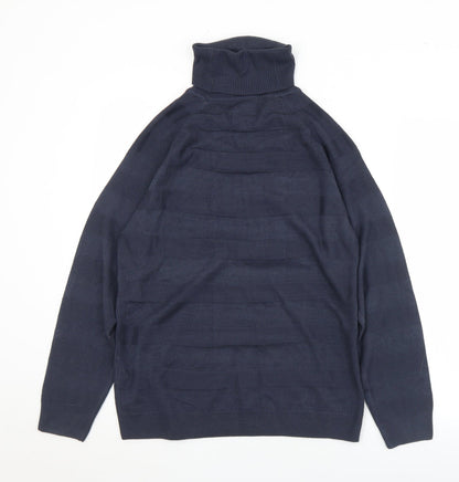 Ridge & Co Womens Blue Roll Neck  Acrylic Pullover Jumper Size 12