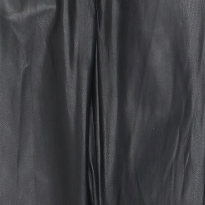Topshop Womens Black  Polyurethane Trousers  Size 10 L29 in Slim Zip