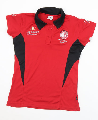 Crewe United Womens Red  Polyester Jersey Polo Size S Collared - Crewe United Ladies